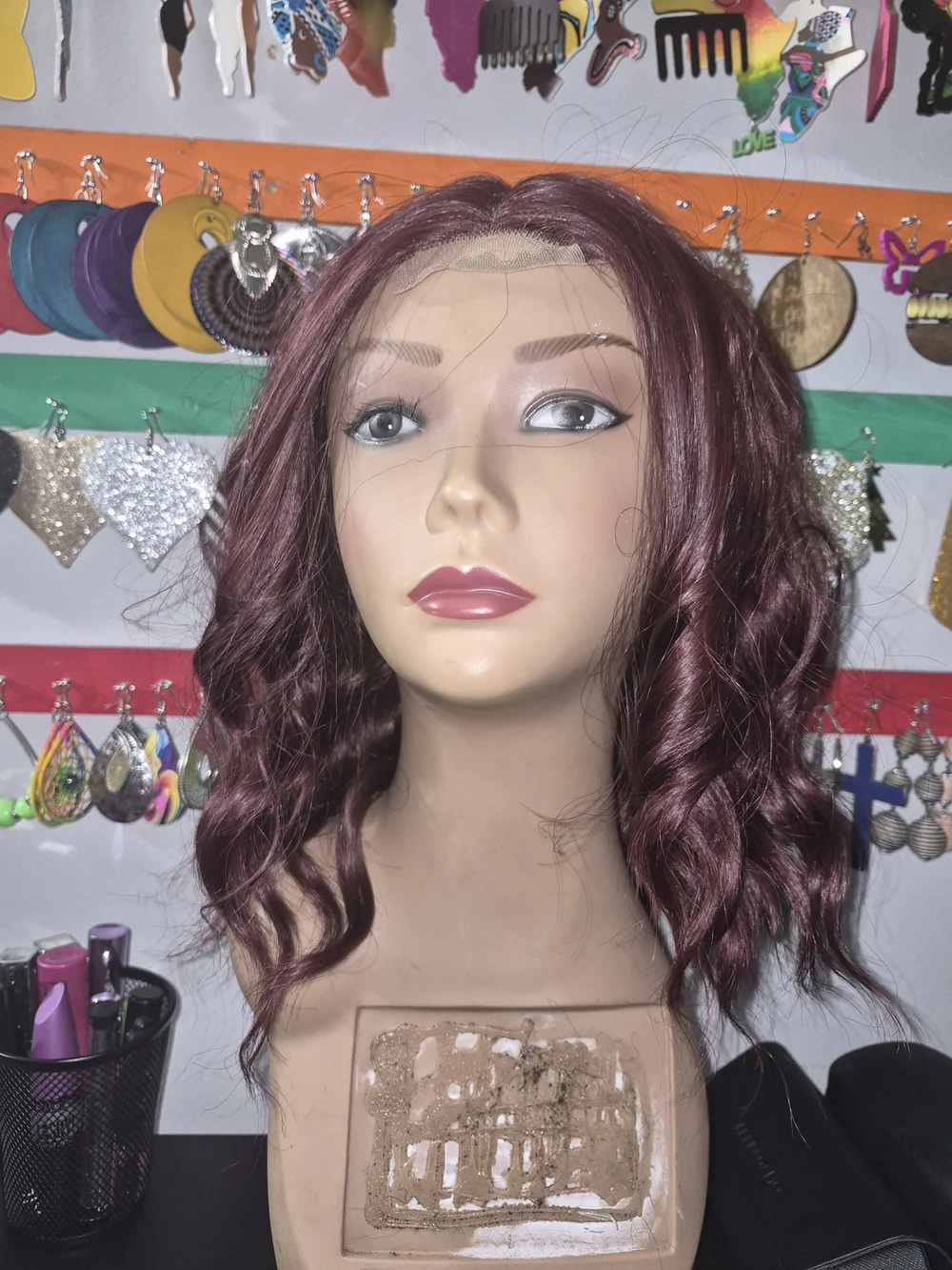 Burgundy Wavy Lace Front Wig for Women